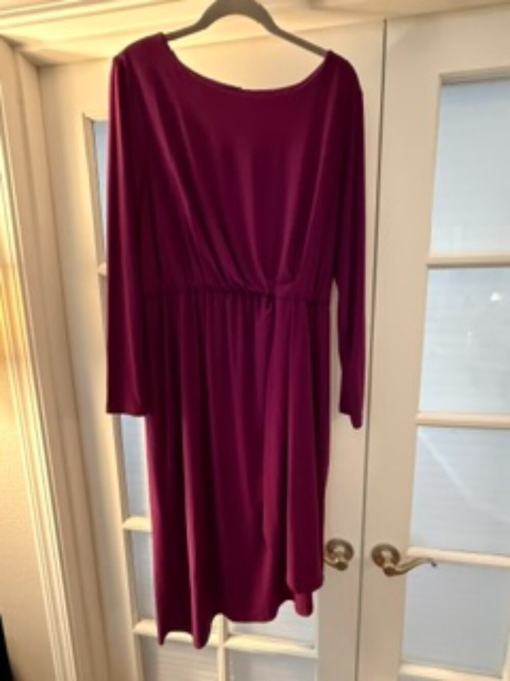 Lane Bryant Deep Plum Asymmetrical Hem, Long Sleeve Dress